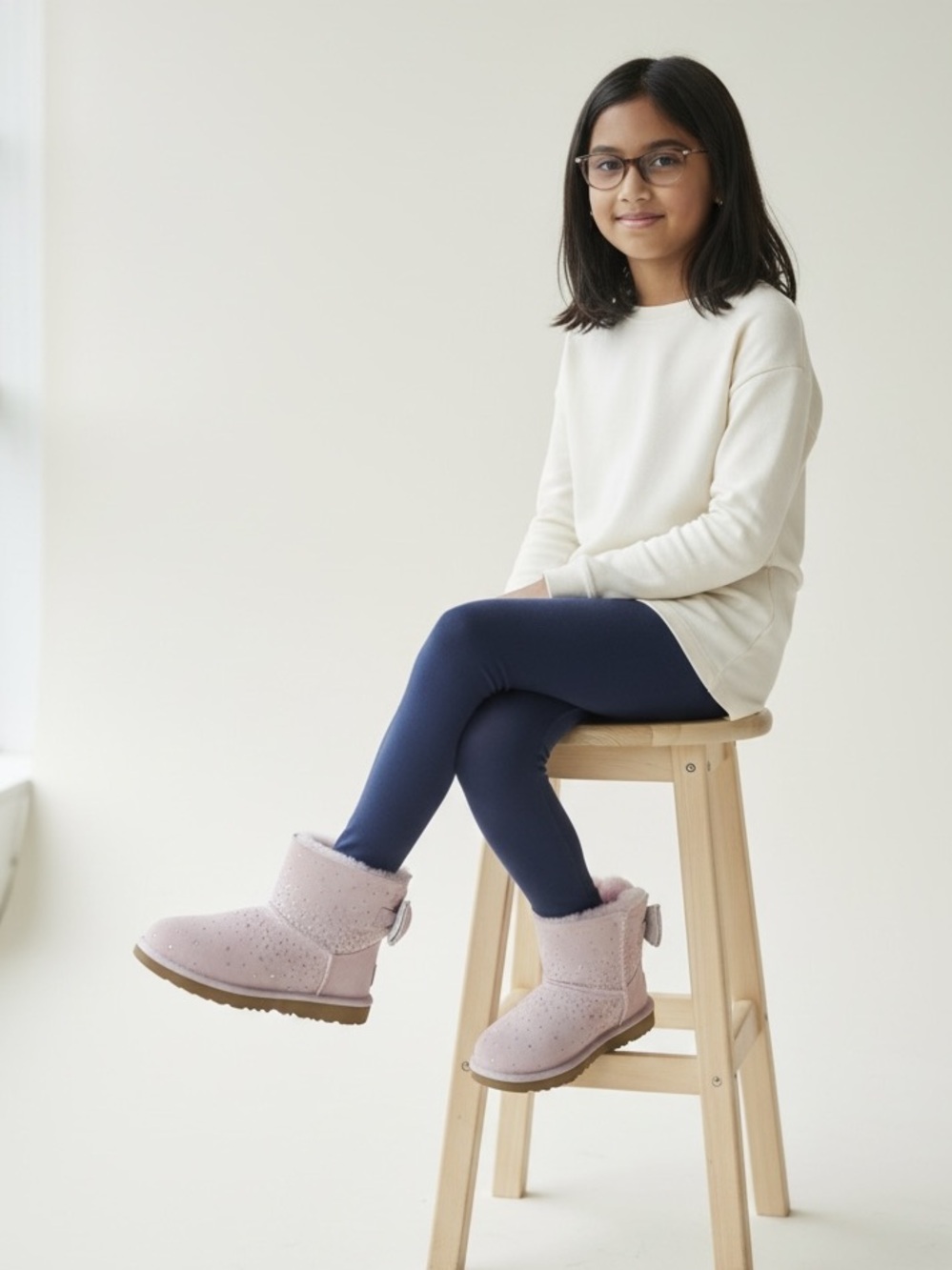 UGG Kids Pink Star-Embellished Winter Bailey Bow Boots US Size 3 EU Size 35